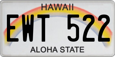 HI license plate EWT522