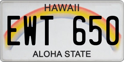 HI license plate EWT650