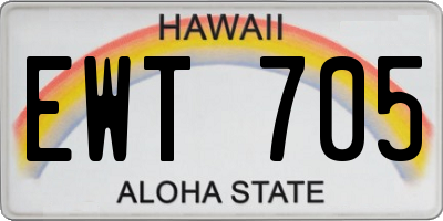 HI license plate EWT705