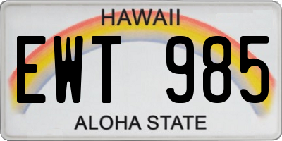 HI license plate EWT985
