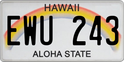 HI license plate EWU243