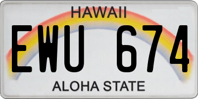 HI license plate EWU674
