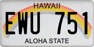 HI license plate EWU751