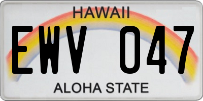 HI license plate EWV047