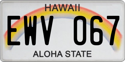 HI license plate EWV067