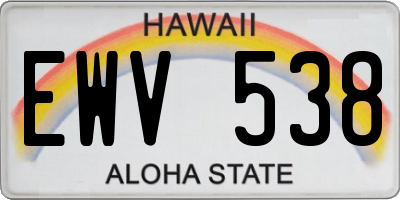 HI license plate EWV538