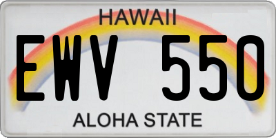 HI license plate EWV550