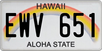 HI license plate EWV651