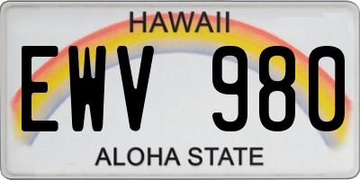 HI license plate EWV980