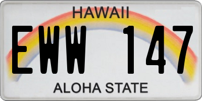 HI license plate EWW147