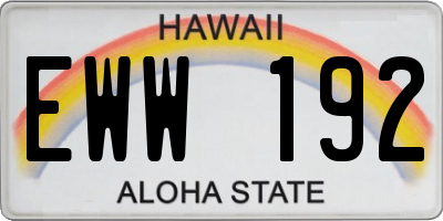 HI license plate EWW192