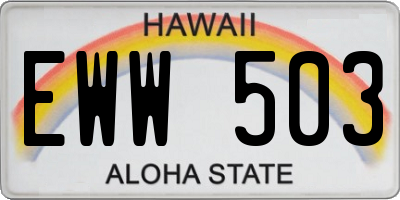 HI license plate EWW503