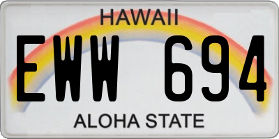 HI license plate EWW694