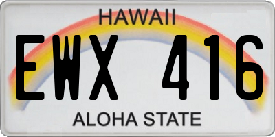 HI license plate EWX416