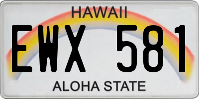 HI license plate EWX581