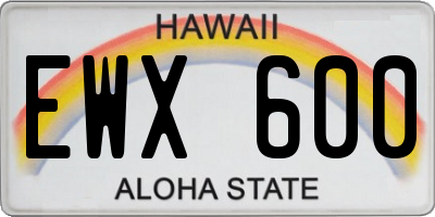 HI license plate EWX600