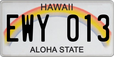 HI license plate EWY013