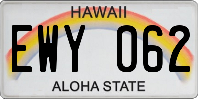 HI license plate EWY062