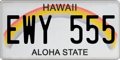 HI license plate EWY555
