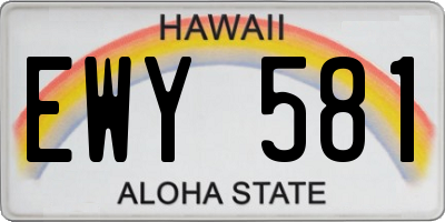 HI license plate EWY581