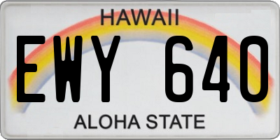 HI license plate EWY640