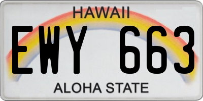 HI license plate EWY663