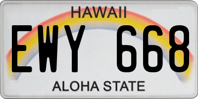 HI license plate EWY668