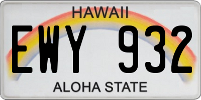 HI license plate EWY932