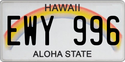 HI license plate EWY996