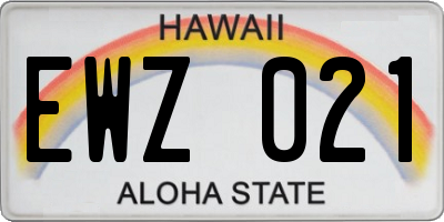 HI license plate EWZ021