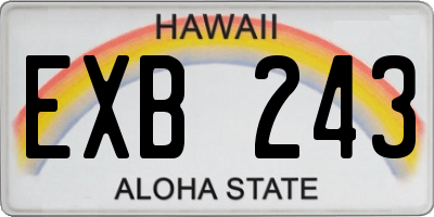 HI license plate EXB243