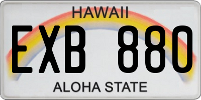 HI license plate EXB880