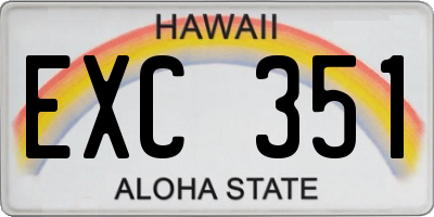 HI license plate EXC351