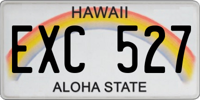 HI license plate EXC527