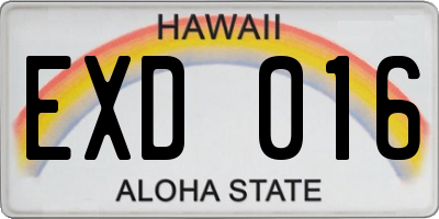 HI license plate EXD016