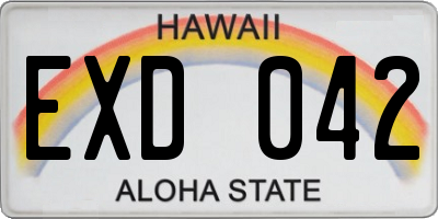 HI license plate EXD042