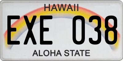 HI license plate EXE038