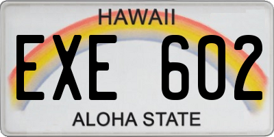 HI license plate EXE602