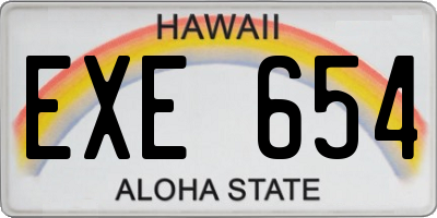 HI license plate EXE654