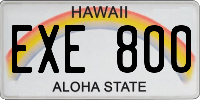 HI license plate EXE800