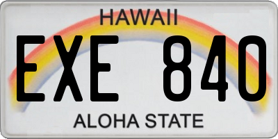 HI license plate EXE840