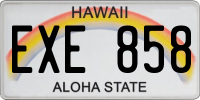 HI license plate EXE858
