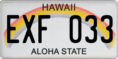 HI license plate EXF033