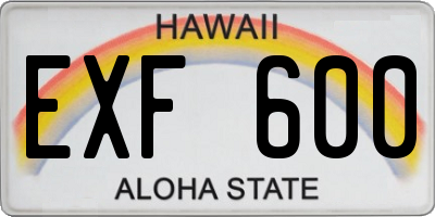 HI license plate EXF600