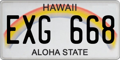 HI license plate EXG668
