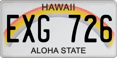 HI license plate EXG726