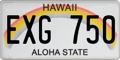 HI license plate EXG750