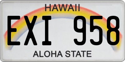HI license plate EXI958