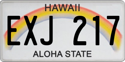 HI license plate EXJ217