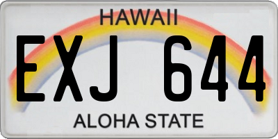 HI license plate EXJ644